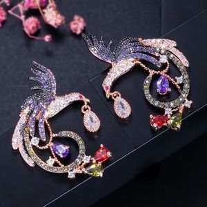Elegant Multicolor Bird Design Earrings